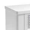 Top left corner of radiator cover with a round edge.