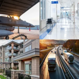 Image showing military, healthcare, real estate, and transportation industries.